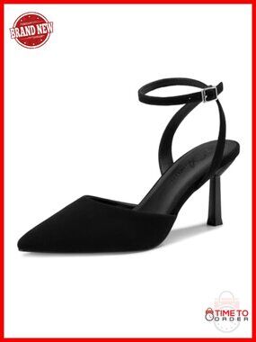 Women's 3 Inch High Heels Pumps Shoes Ankle Strap Pointed Toe
